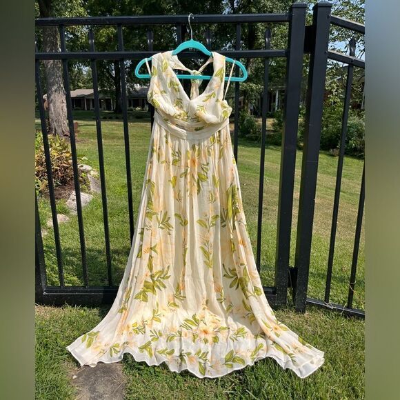 Anthropologie FARM Rio V-Neck Chiffon Floral Maxi Dress NWT - Picture 11 of 12